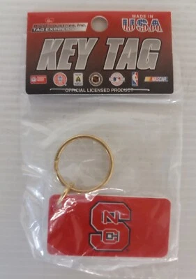 NEW - NC State Wolfpack Team Colors & Logo Key Tag Chain NCAA By Rico - Image 1 of 2