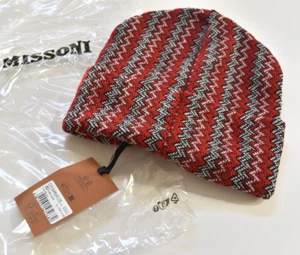 Missoni Woven Beanie Winter Hat - Multicolor Red - Made in Italy - NWT - Picture 1 of 2