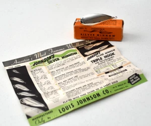 Vintage Johnson's Silver Minnow No.2 New in Box-Spoon Lure w/catalog NICE ONE - Picture 1 of 4