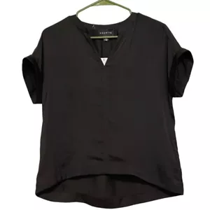 Blusa Premise nera scollo a V morbida leggera taglia XS/SM vestibilità ampia nuova con etichette - Foto 1 di 2