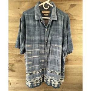 Tommy Bahama Herren Hemd Kurzarm Knopfleiste Original Fit Seide Blau Größe L - Bild 1 von 10