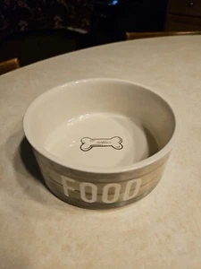 PetRageous 5 7/8" x 2.5"  Barnwood Design/Bone Dog "Food" Bowl - Picture 1 of 6