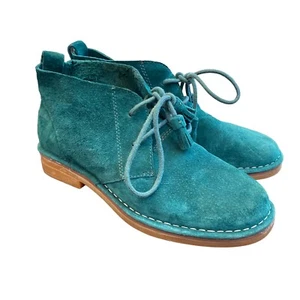 Teal Blue Suede Hush Puppies Ankle Boots Cyra Catelyn Chukka Women 7 Shoes - Picture 1 of 9