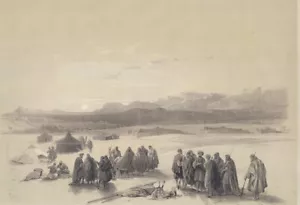 LIQUIDATION!! ROBERTS ANTIQUARIAN PRINT: MOUNT SEIR, WADI el GHAR, ALLOWEEN CAMP - Picture 1 of 4