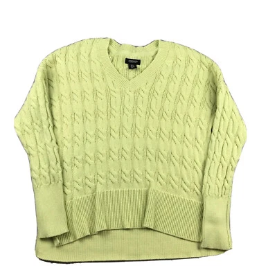 Jones New York Sweater Womens Medium Yellow Cable Knit V-Neck Pullover - Image 1 of 4