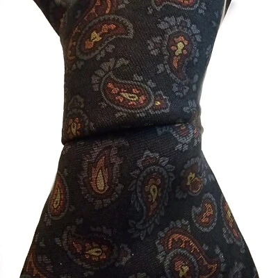 Ralph Lauren Purple Label Necktie 100% Silk Paisley Black Maroon Orange Green - Image 1 of 4