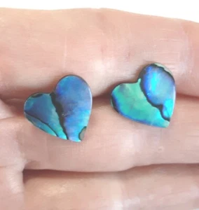 Abalone Heart Stud Earrings 12 mm - Picture 1 of 5
