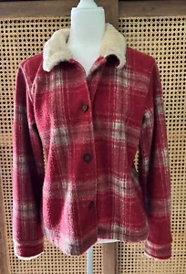 True Grit Womens Plaid Shirt Jacket with Faux Fur Collar Size Medium - Picture 1 of 12
