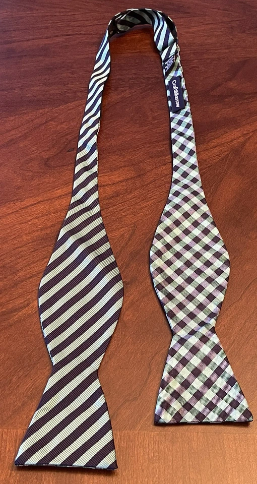 Croft & Barrow, Blue, Green, Hand Made, 100% Silk, Men’s Bow Tie, Made In Chin - Image 1 of 4