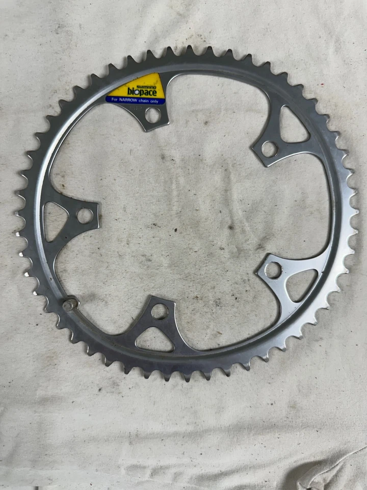 Anillo de cadena de aluminio vintage Shimano BioPace 52T 5 pernos x 130 mm BCD Foto 1 de 3
