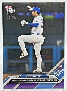 2024 Topps NOW 750 Shohei Ohtani Dodgers Most Extra Base Hits Purple /25 - Picture 1 of 2
