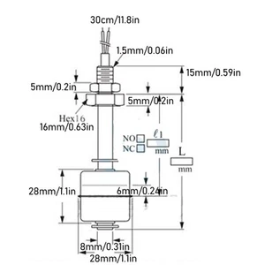 Wasserstandssensor Schalter 304 Edelstahl Flüssigkeitsstandssensor Schwimmer - Bild 1 von 24