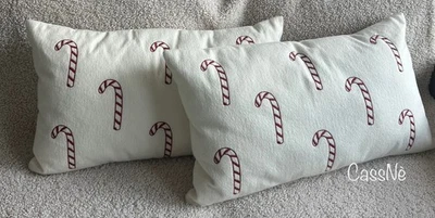 Candy Cane Embroidered Lumbar Pillow Covers & Pillow Inserts Bundle - Image 1 of 4