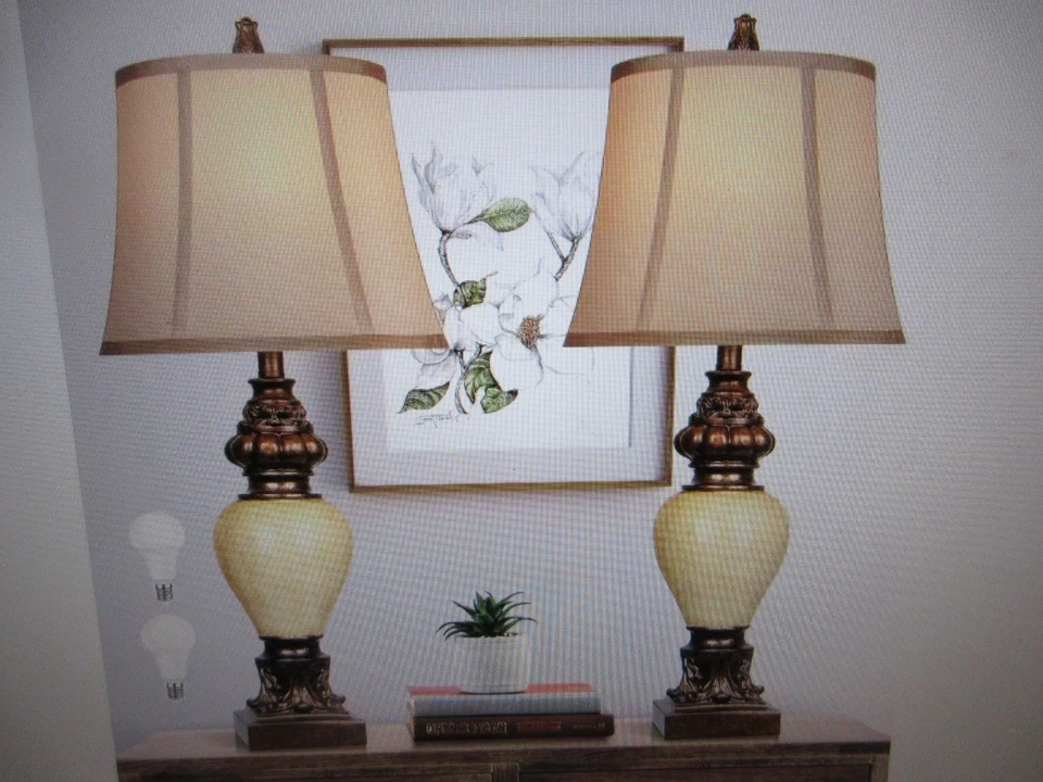 ARISKEEN 28 in. Lámpara de mesa alta tradicional lámpara de noche de bronce vintage 2PK Foto 1 de 4