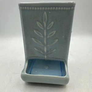 SHAWNEE Pottery Blue Fern Wheat match box holder USA - Picture 1 of 11