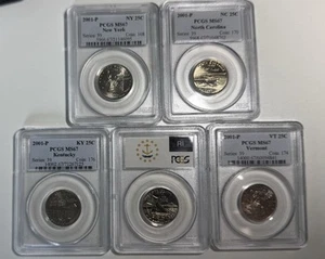 2001 P State Quarter PCGS MS67 5 Coin Set KY NY NC VT RI - Picture 1 of 6