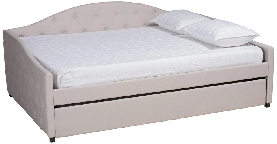 Baxton Studio Becker Fabric Upholstered Queen Size Daybed with Trundle - Image 1 of 1