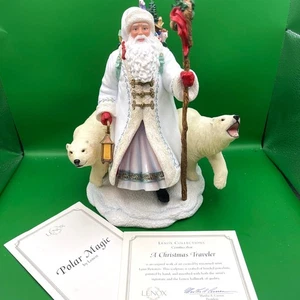 Statuina Lenox Polar Magic Natale viaggiatore Babbo Natale orsi polari Lynn Bywater - Foto 1 di 16