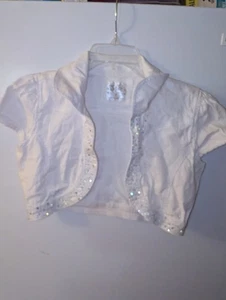 Justice Girl’s Women Cover Up Jacket, Size 18 White, Collered, Studded - Picture 1 of 13