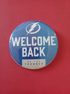 NHL Tampa Bay Lightning 3" Round Button Pin Be The Thunder GO BOLTS Blue/ White - Picture 1 of 4