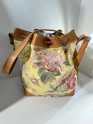 Ralph Lauren Floral Drawstring Bucket Crossbody Bag Vintage1980s - Image 1 of 4