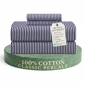 Lenzuola Cotone 300TC Percalle Queen Set Traspirante Rinfrescante Morbido Biancheria da Letto - Foto 1 di 10