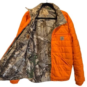 Chaqueta aislante reversible camuflada Carhartt Realtree, polar nailon naranja talla XL - Imagen 1 de 6