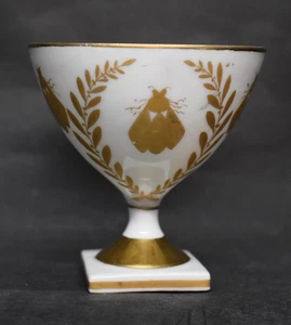 Taza antigua de porcelana francesa estilo Sevres con patas abejas doradas Limoges napoleónico - Imagen 1 de 14