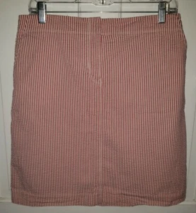 JCREW red White Striped Seersucker Stretch Cotton Straight Pencil Skirt 6 - Picture 1 of 5