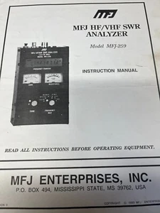 MFJ 259 HF/VHF SWR ANALYZER INSTRUCTION  MANUAL - Bild 1 von 1