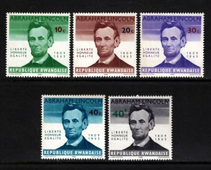 OPC 1965 Ruanda Abraham Lincoln Lote de 5 MNH 49627 - Imagen 1 de 1
