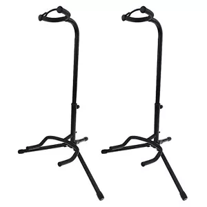 2 Pack Electric/Acoustic Bass Guitar Stand Folding Metal Holder Musician's Gear - Picture 1 of 10