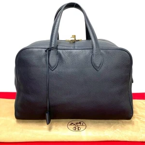 HERMES Victoria 43 Boston bag Taurillon Clemence Navy 19784 - Picture 1 of 9