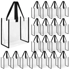 20 Pcs Clear Tote Bags 12x12x6 Inch Plastic Tote Bags for Bulk Shopping Use - Picture 1 of 7