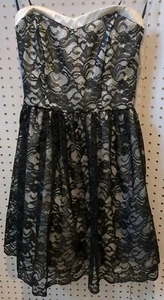 B Darlin Dress Size 8 Black Lace Floral Sleeveless - Picture 1 of 4