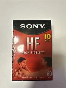 Paquete de 10 cintas de casete de audio en blanco Sony HF 60 minutos nuevas selladas ✅ - Imagen 1 de 2