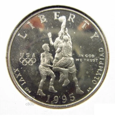 USA $1/2 Dollar 1995 S Proof Basketball Atlanta Olympics XXVI America Coin h6720 - Image 1 of 3