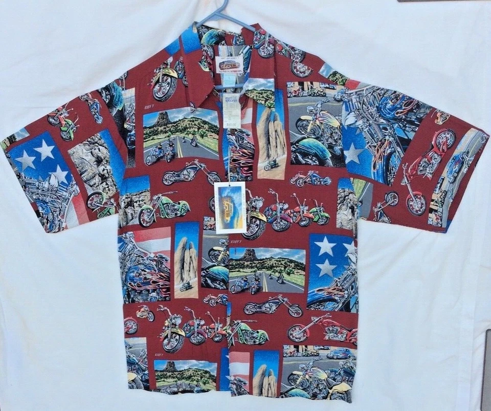 Reyn Spooner Patriotic Hurley Riding Ultimate Fun Red Rayon L