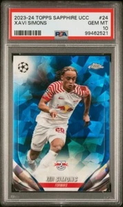 XAVI SIMONS * PSA 10 * POP 1 * 2023-24 TOPPS SAPPHIRE NETHERLANDS RB LEIPZIG #24 - Picture 1 of 3