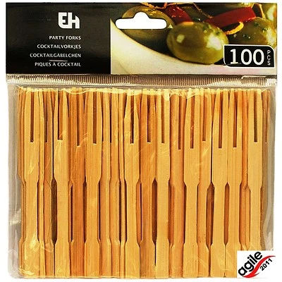 100 Fingerfood - Spieße 9 cm "Pick up" Party Picker Holzpicker Einwegbesteck Coc
