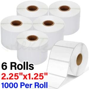 6 Rollen 2,25 Zoll x 1,25 Zoll Direkte Thermische Etiketten Barcode Versand FBA Aufkleber für Zebra - Bild 1 von 12