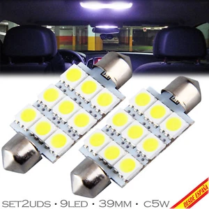 2x BOMBILLAS 9 LED BLANCO XENON 6400K 39MM C5W C11 FESTOON MATRICULA INTERIOR - Imagen 1 de 12