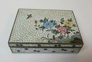 Vintage Cloisonne on Bronze Smoker's Set, Box, 2 Ashtrays & Match Holder - Picture 1 of 11