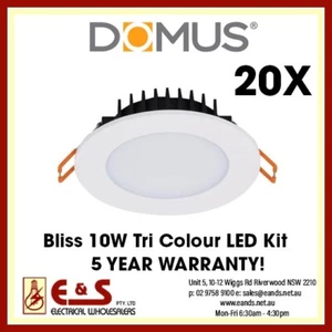 20 x Domus 20706 Bliss 10W LED Downlight Tri Colour 5Y Warranty Tax Invoice - Picture 1 of 6