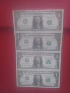2003 $1 foglio non tagliato Atlanta F dollaro banconota 4 banconote banconota valuta $ - Foto 1 di 6