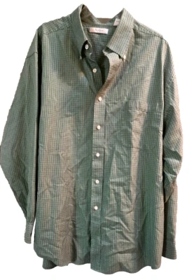 Turnbury 男式 100% 棉长袖正装衬衫绿色/蓝色格子尺寸 XXL 36 — 第 1/4 张图片