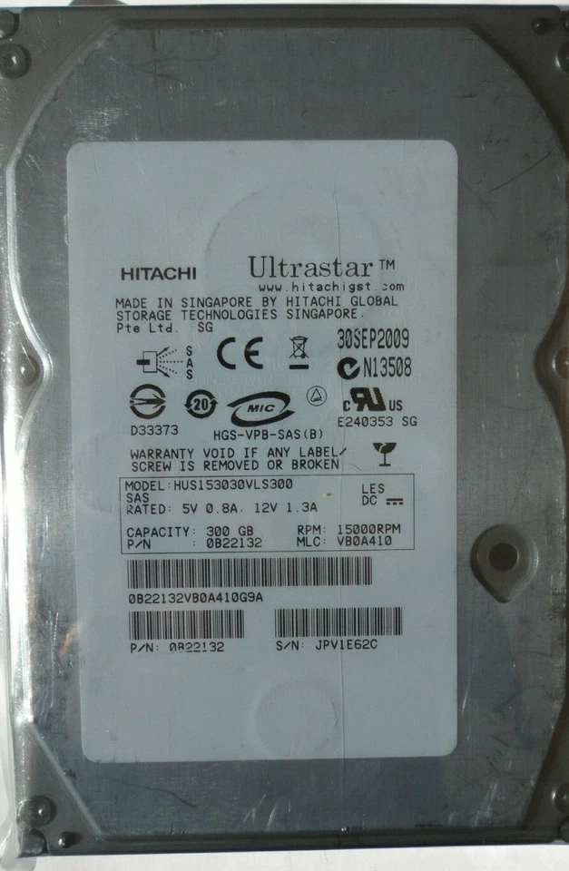 Hitachi Ultrastar 15K300 300GB 15000RPM SAS 3Gbps 16MB 3.5"  | HUS153030VLS300 - Image 1 of 1