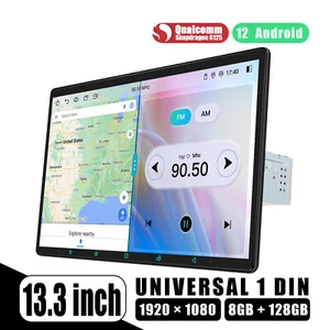 13,3 Zoll Qualcomm 8-Kern Android 12 Einzeln DIN Autoradio GPS 8+128GB 4G LTE FM - Bild 1 von 15