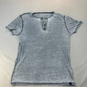 Lucky Brand Shirt Venice Burnout Henley Dark Gray Mens Medium Short Sleeve - Picture 1 of 10