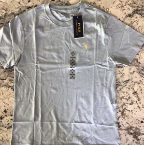 RALPH LAUREN Blue Crew Neck Boys Polo Short SleeveTee Shirt MED (10-12) NWT - Picture 1 of 4